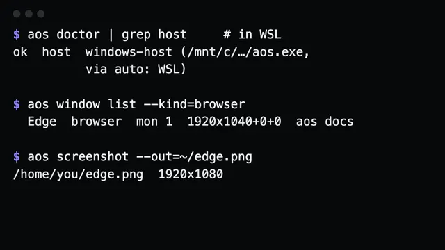 From WSL and SSH: aos doctor | grep host
