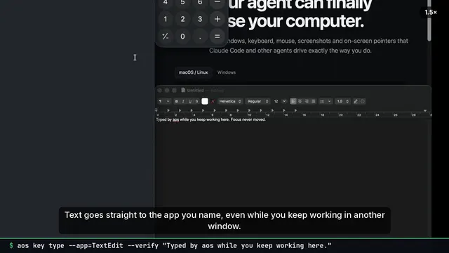 The verify step reads the text back from TextEdit