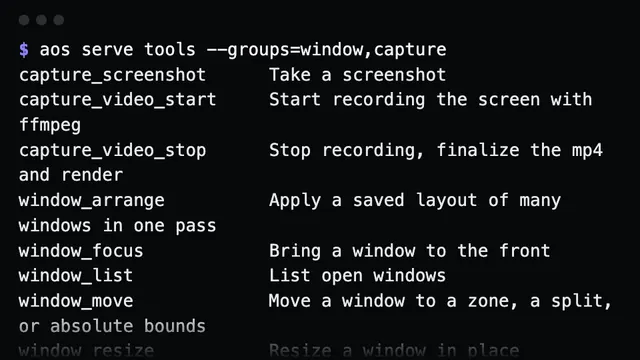 The MCP tool catalogue for two groups