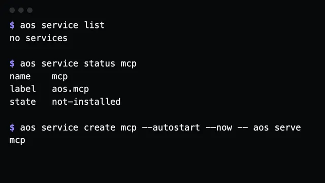 service list and service status before the service is installed